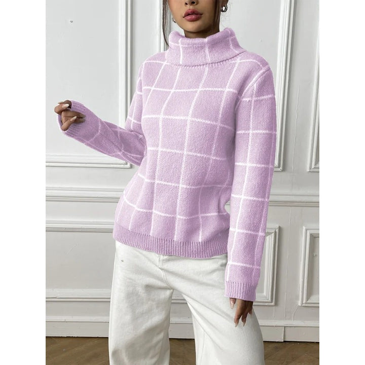 Clara | Check Pattern Turtleneck Sweater