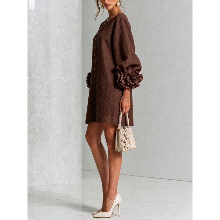 Anita | Floral Appliqué Cuffs and Button Front