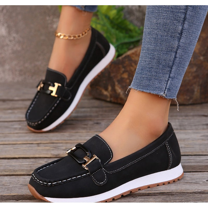 Dahlia | Chain Trim Wedge Loafers