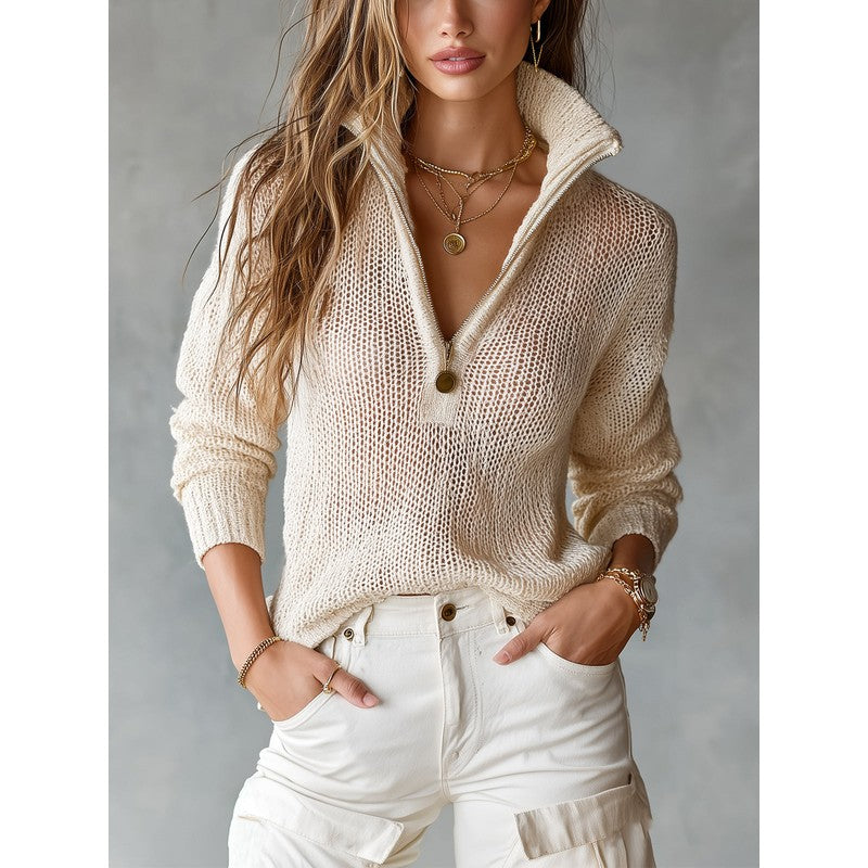 Women's Sweater | Monica Half-Zip Knit Top