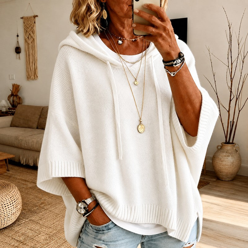 Isabelle | Cozy Knit Hooded Poncho Sweater