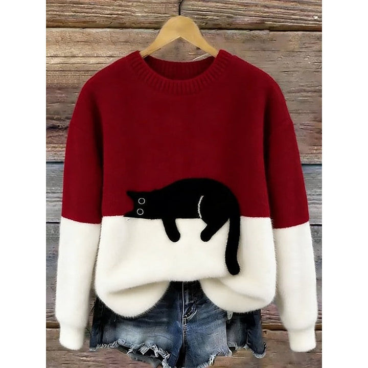 Clara | Oversize-Pullover mit Katzenmotiv