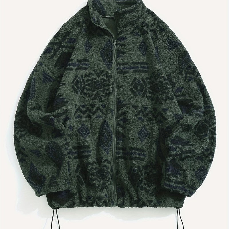 Carmen | Geometric Pattern Zip-Up Jacket