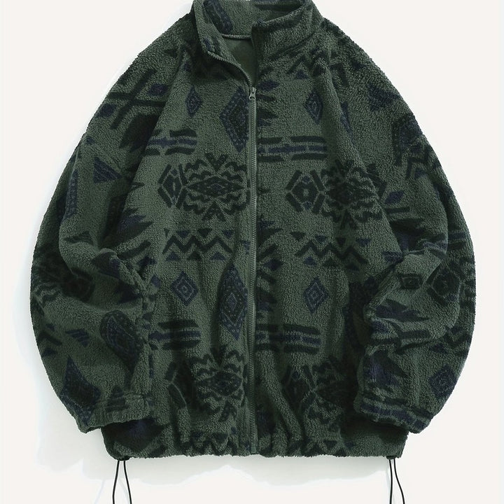 Carmen | Geometric Pattern Zip-Up Jacket
