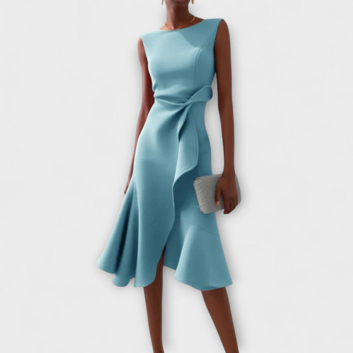 Scarlett | Abito midi asimmetrico drappeggiato