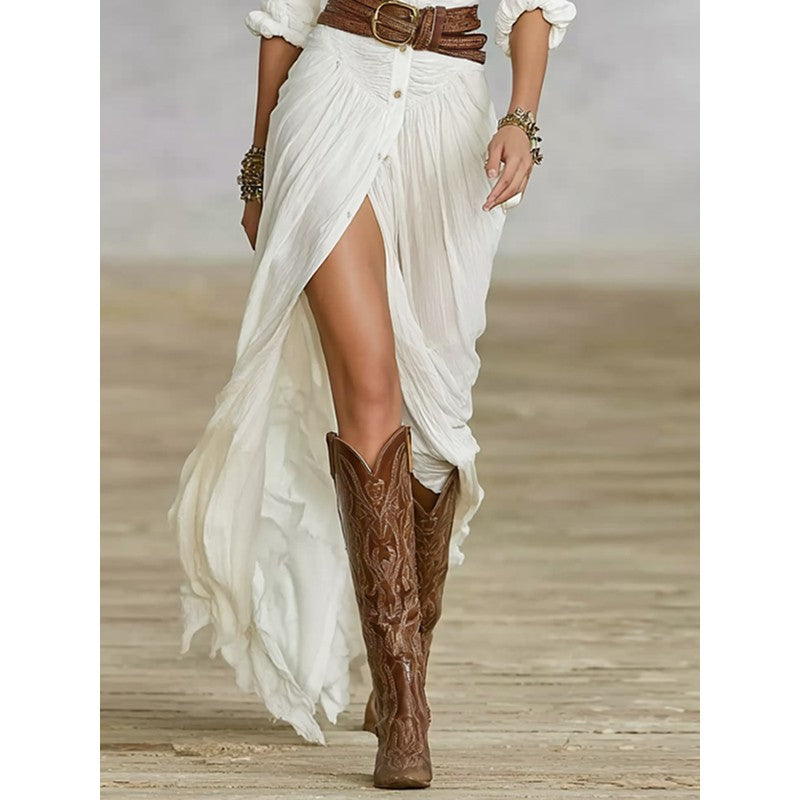 Aurora | Pleated Button-Front Maxi Dress
