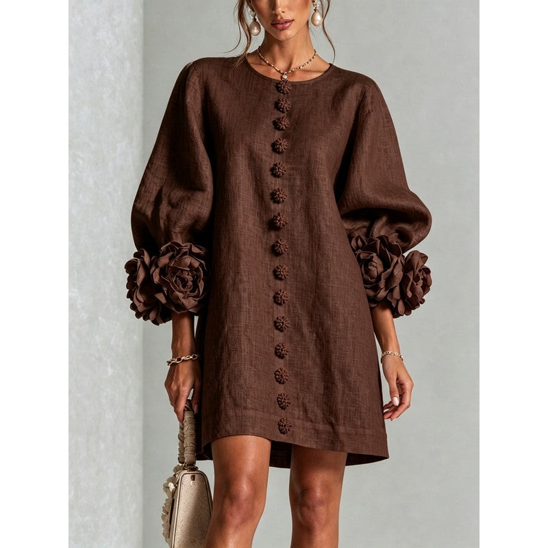 Anita | Floral Appliqué Cuffs and Button Front