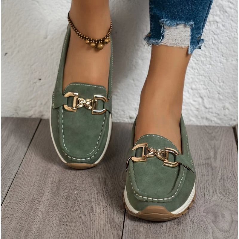 Lillian | Slip-On Loafers with Gold Buckle Detail