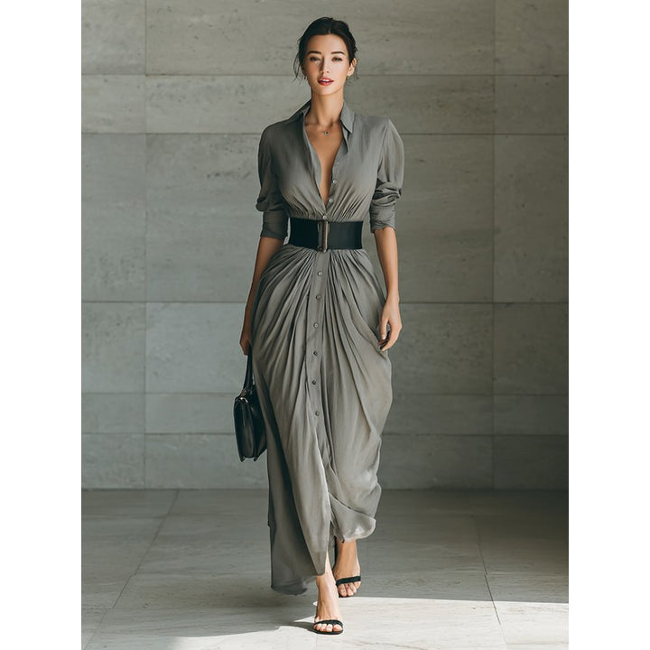 Zahara | Pleated Draped Maxi Dress