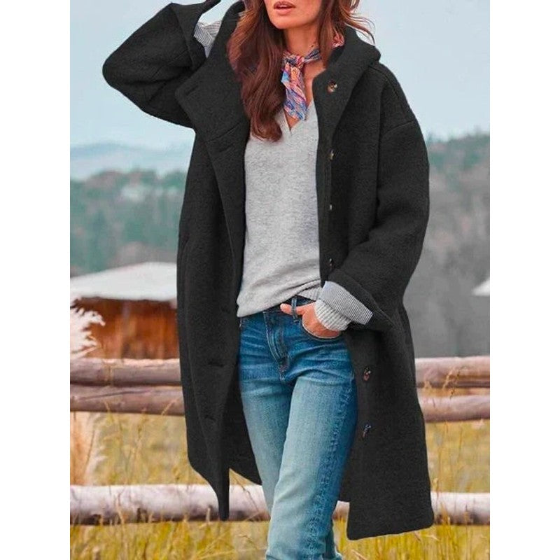 Sophia | Longline Hooded Button-Front Coat