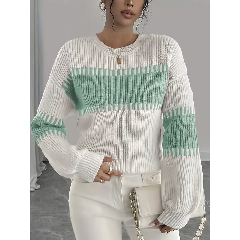 Clara | Colour-Block Striped Cropped Pullover