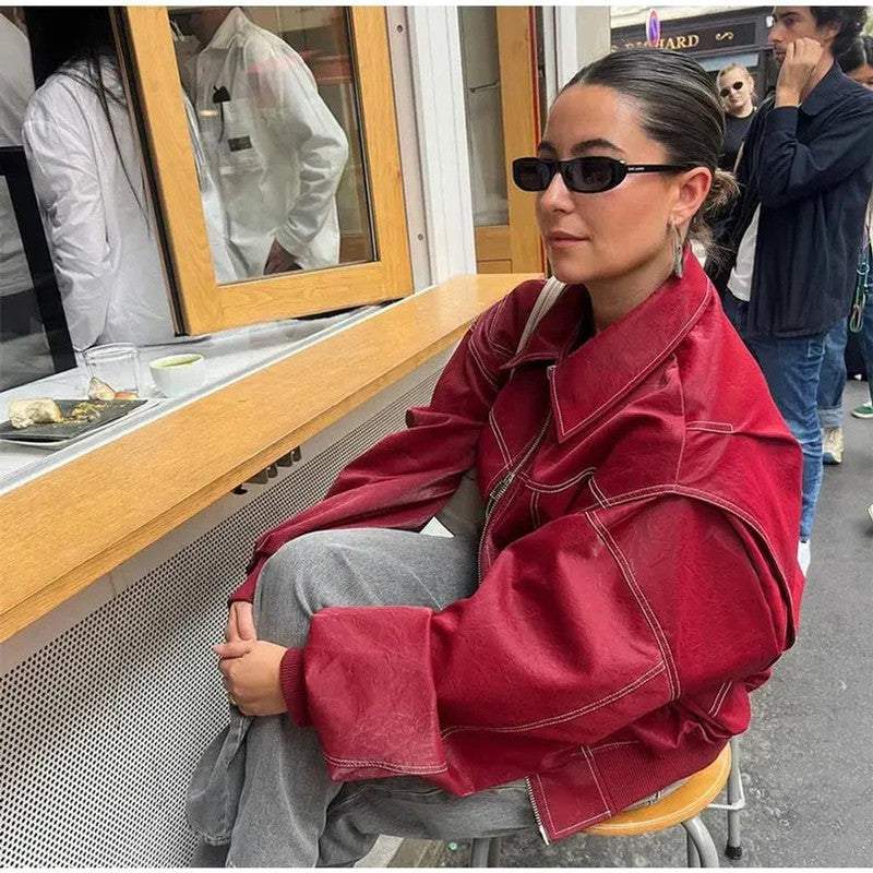 Renée | Oversized Point-Collar Bomber Jacket