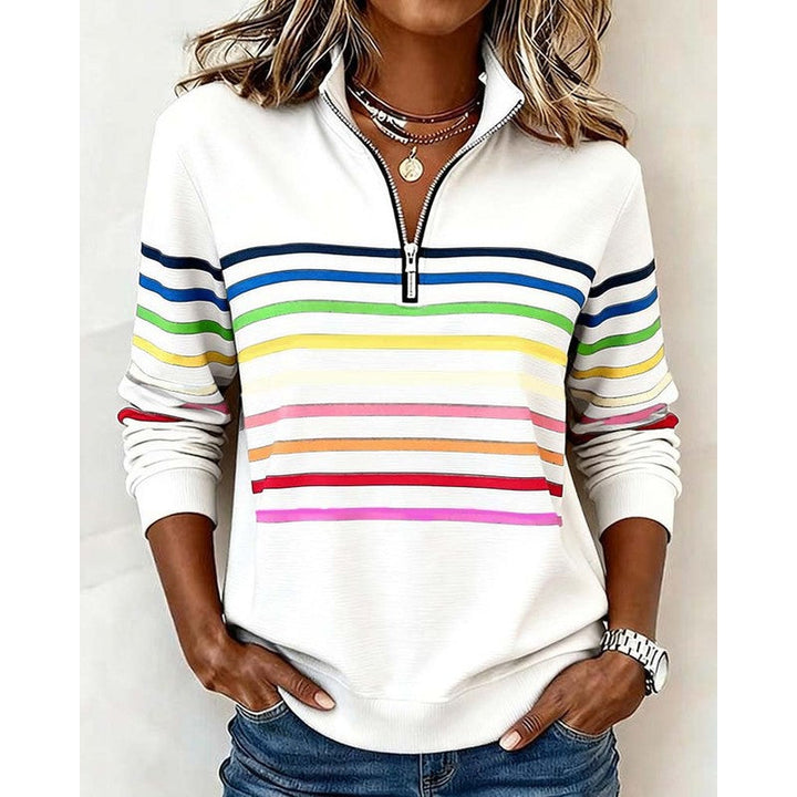 Ellie | Multicolor Stripe Quarter-Zip Sweater