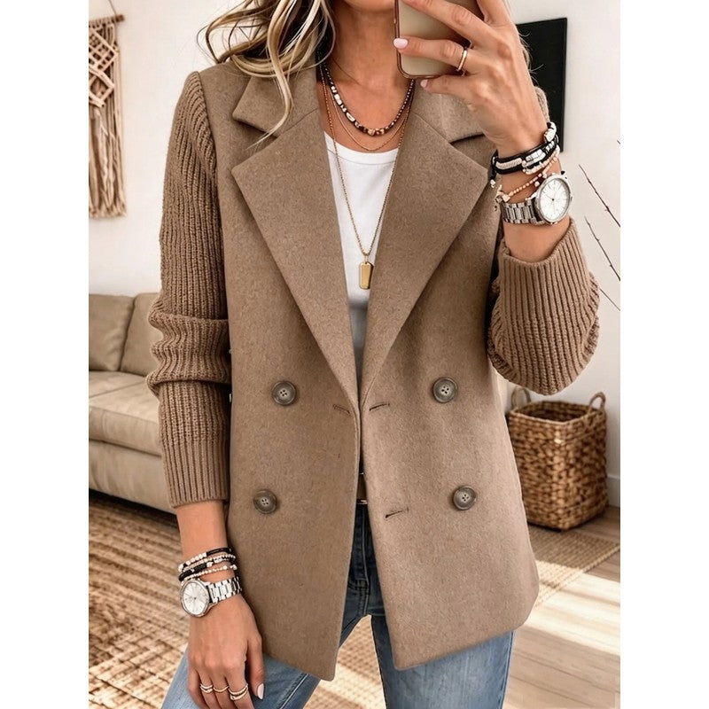 Carla | Two-Tone Knit-Sleeve Blazer