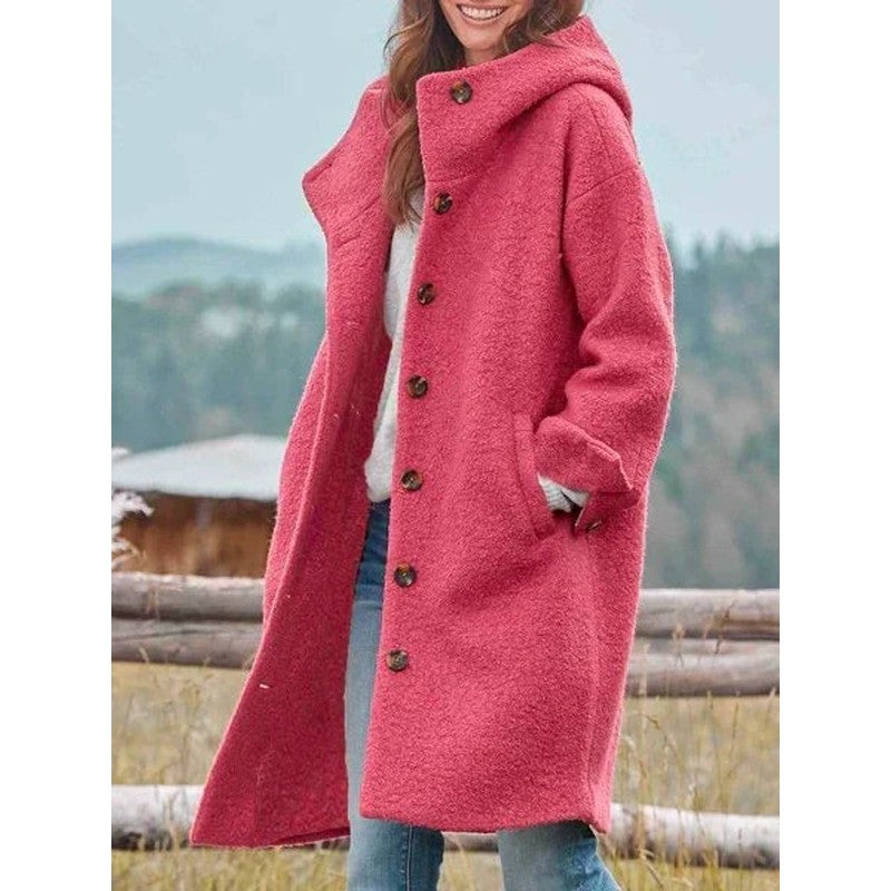 Sophia | Longline Hooded Button-Front Coat