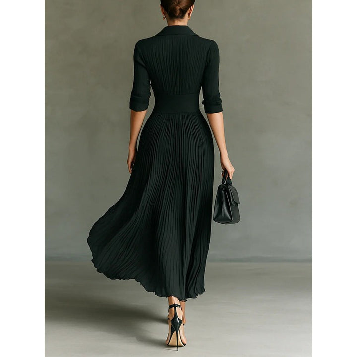 Elvira | Pleated Maxi Dress with V-Neckline