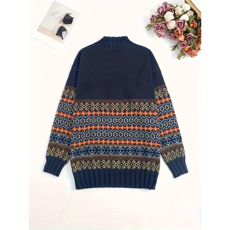 Thea | Vintage Jacquard Geometric Pullover