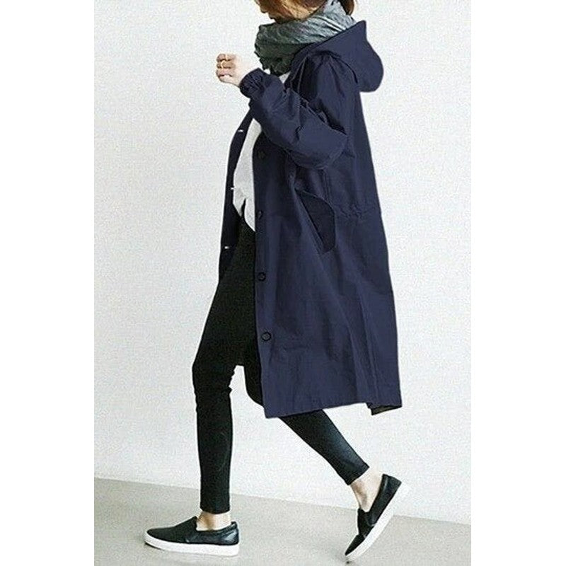 Women's Oversized Hooded Button-Front Coat