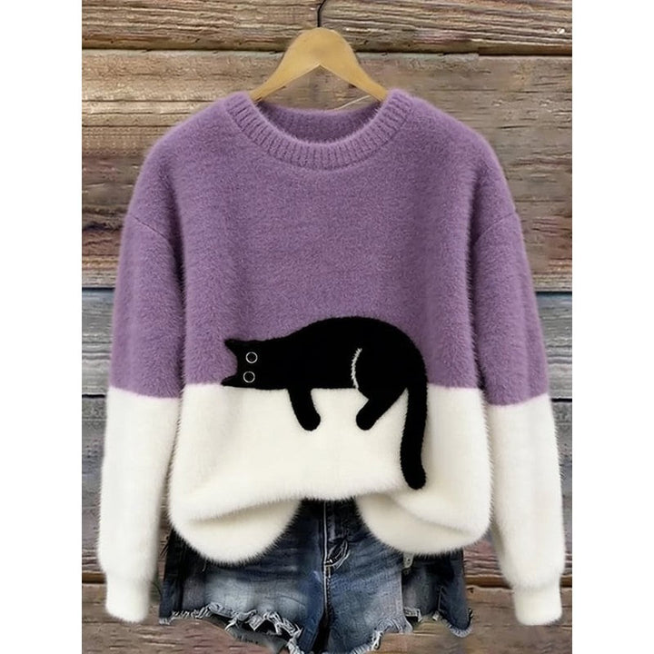 Clara | Oversize-Pullover mit Katzenmotiv
