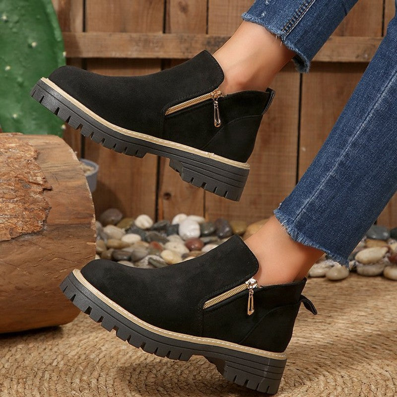 Blandine | Platform Ankle Boots with Side Zip