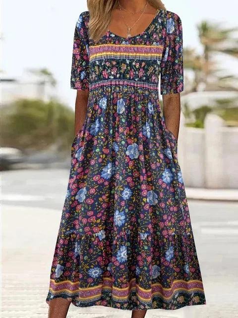 Joanna | Μίντι φόρεμα με boho μοτίβο