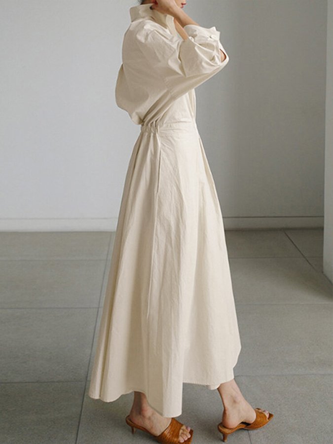 Brynn | Abito lungo elegante a trapezio con colletto da polo