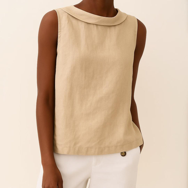 Maria | Sleeveless Roll Collar Top