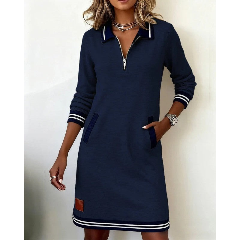 Rosalind | Striped Zip-Front Polo Dress