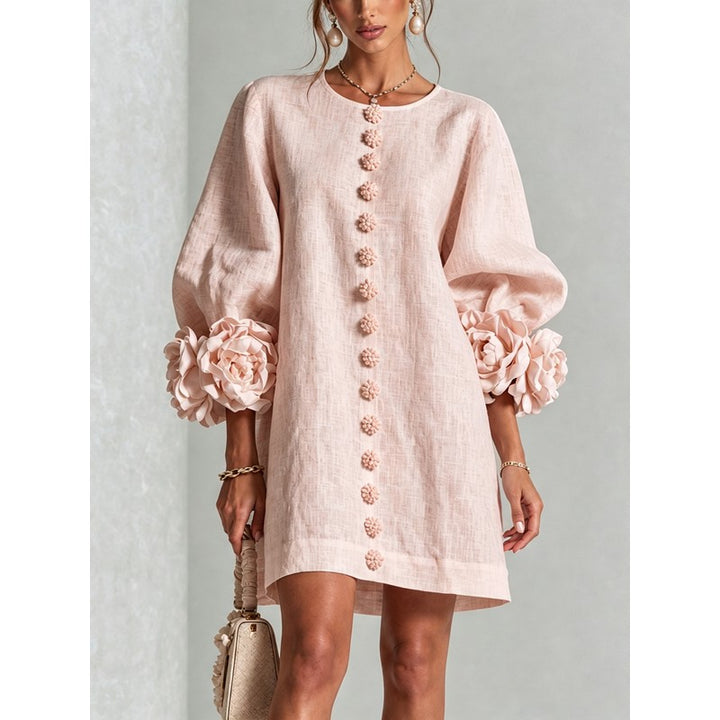 Anita | Floral Appliqué Cuffs and Button Front