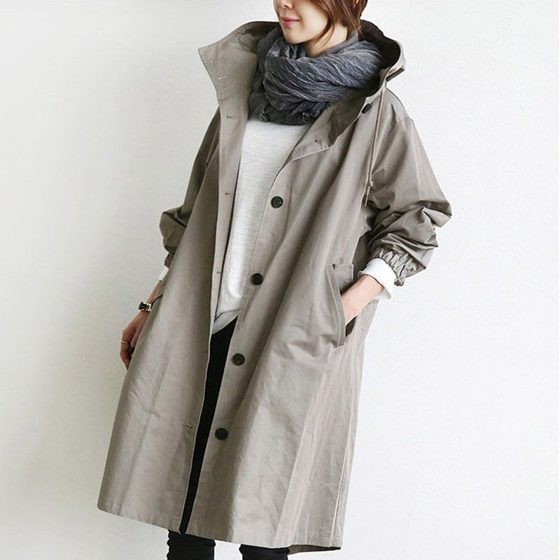 Women's Oversized Hooded Button-Front Coat