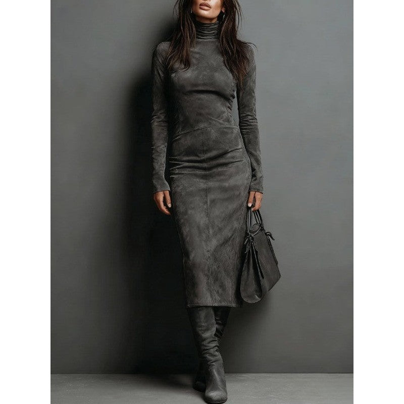 Lorena | High-Collar Bodycon Midi Dress