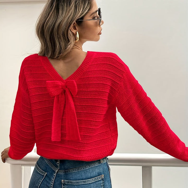 Imogen | Cropped Bow-Back Knit Sweater