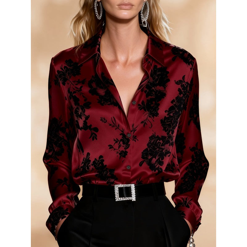 Cecily | Floral-Print Relaxed-Fit Button-Front Blouse