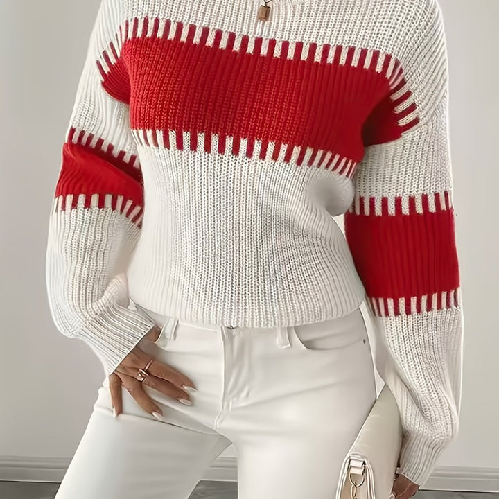 Clara | Colour-Block Striped Cropped Pullover