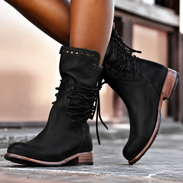 Nova | Retro-Inspired Mid-Calf Biker Boots