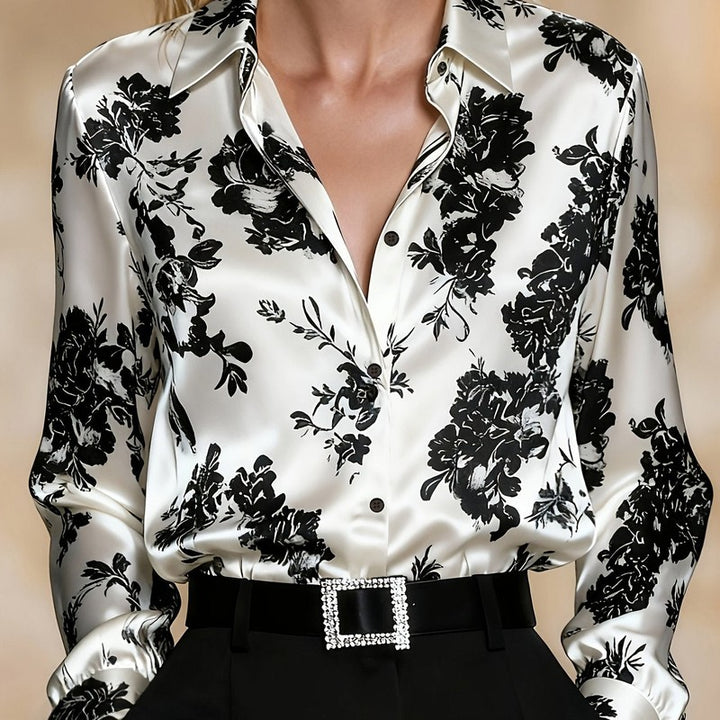 Cecily | Floral-Print Relaxed-Fit Button-Front Blouse