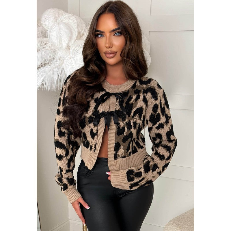 Leonie | Cropped Leopard Print Cardigan