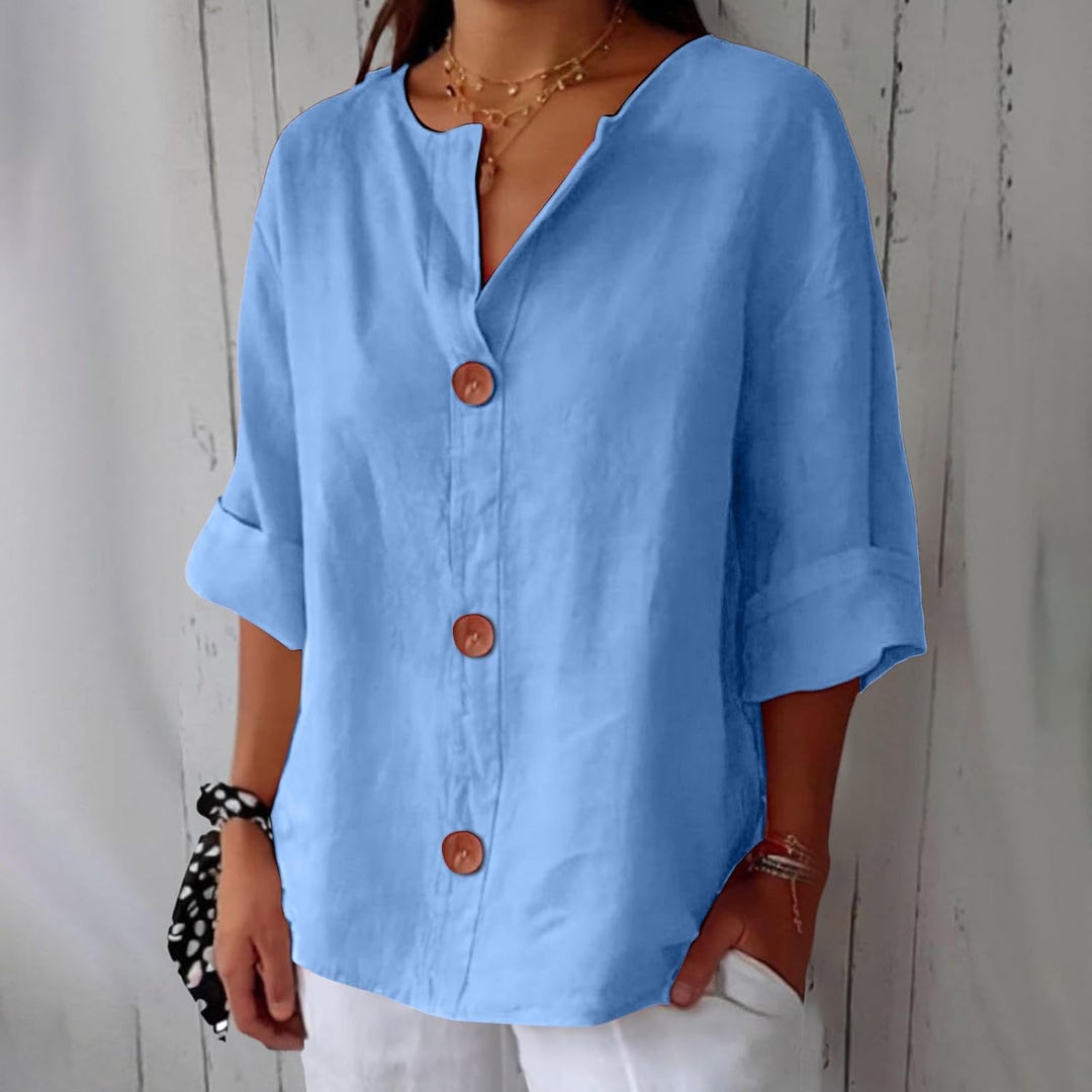 Livia | Relaxed Linen Button Blouse