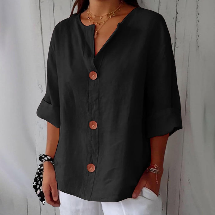 Livia | Relaxed Linen Button Blouse
