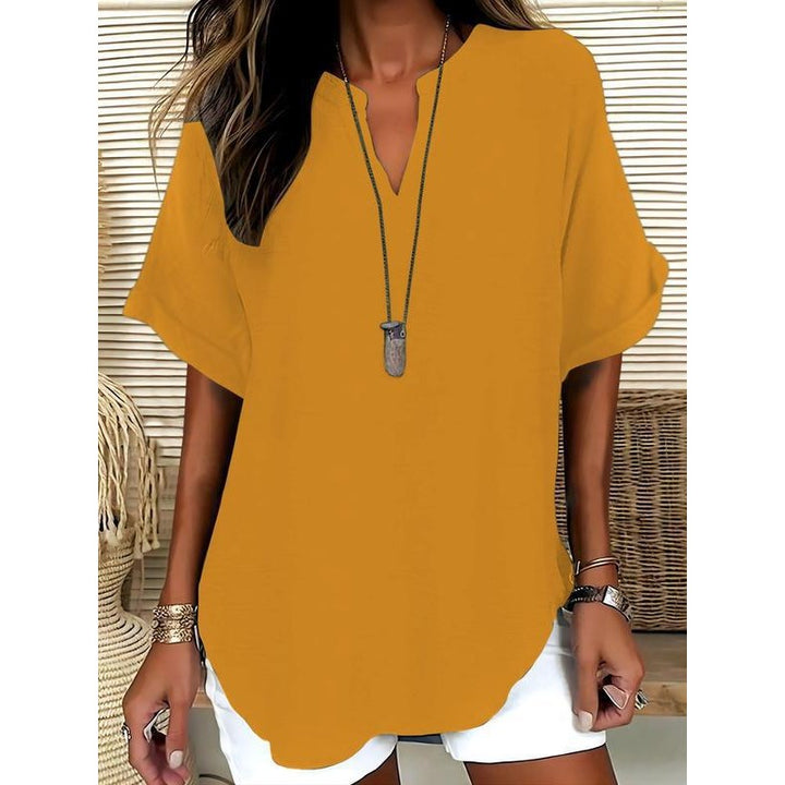Women’s Blouse | Relaxed V-Neck Short-Sleeve