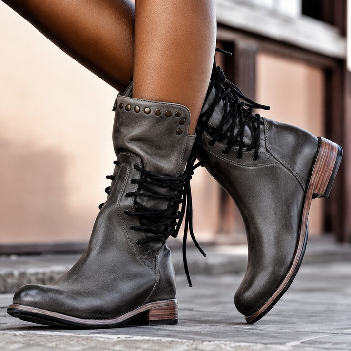 Nova | Retro-Inspired Mid-Calf Biker Boots