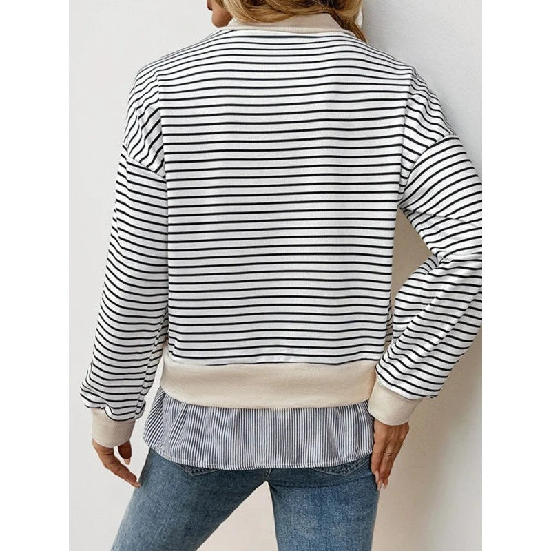 Eleanor | Striped Mock Neck Pullover