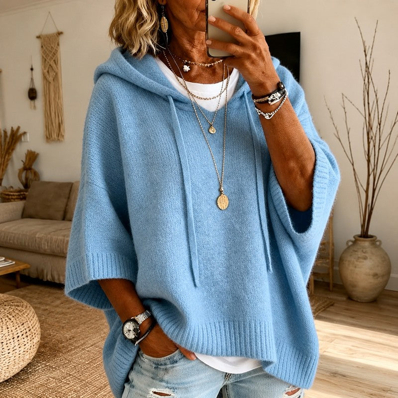 Eloise | Loose Hooded Poncho Sweater