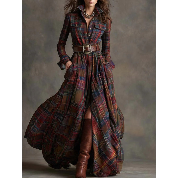 Beatriz | Plaid Belted Maxi Dress