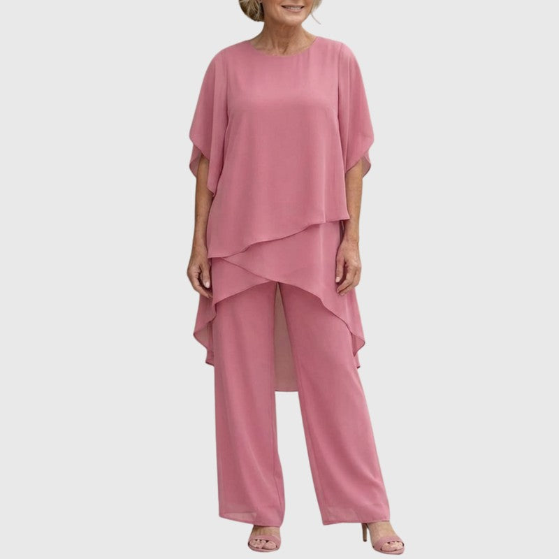 Chiara | Completo con top drappeggiato e pantaloni palazzo