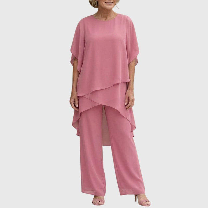 Chiara | Completo con top drappeggiato e pantaloni palazzo