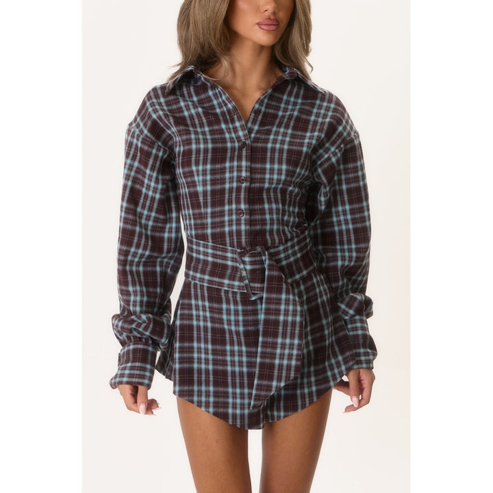 Helena | Check Print Belted Shirt