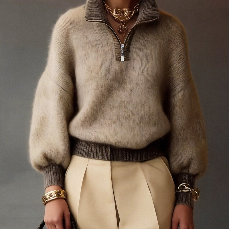 Olivia | Half-Zip Knit Sweater