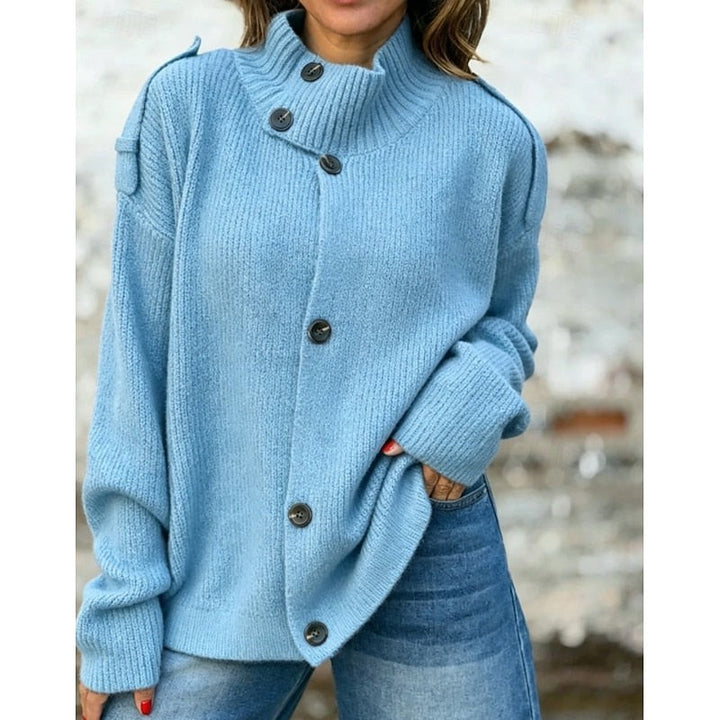 Women’s Buttoned Stand-Collar Cardigan