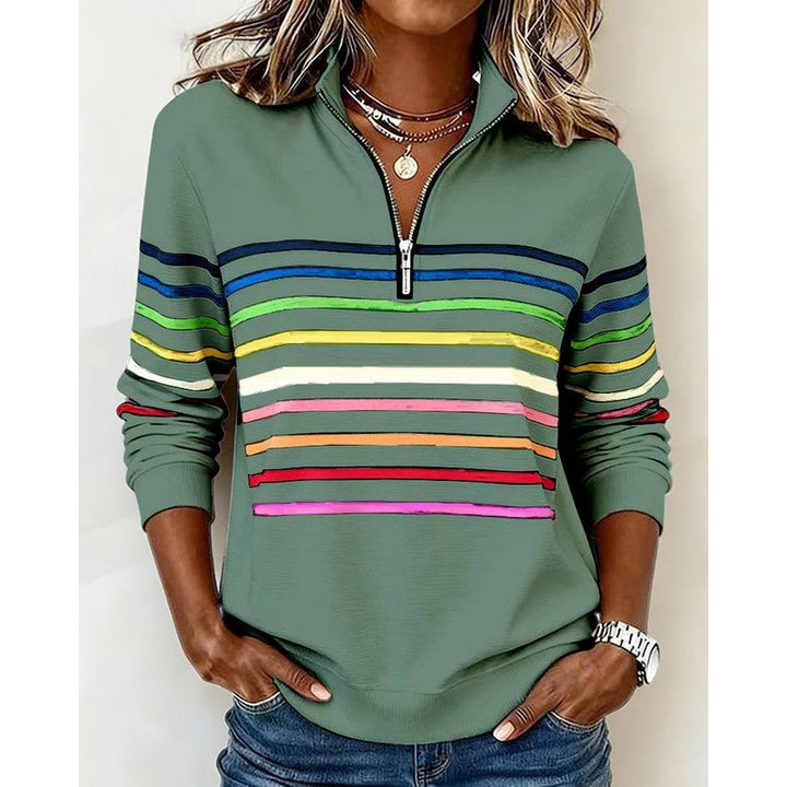 Ellie | Multicolor Stripe Quarter-Zip Sweater